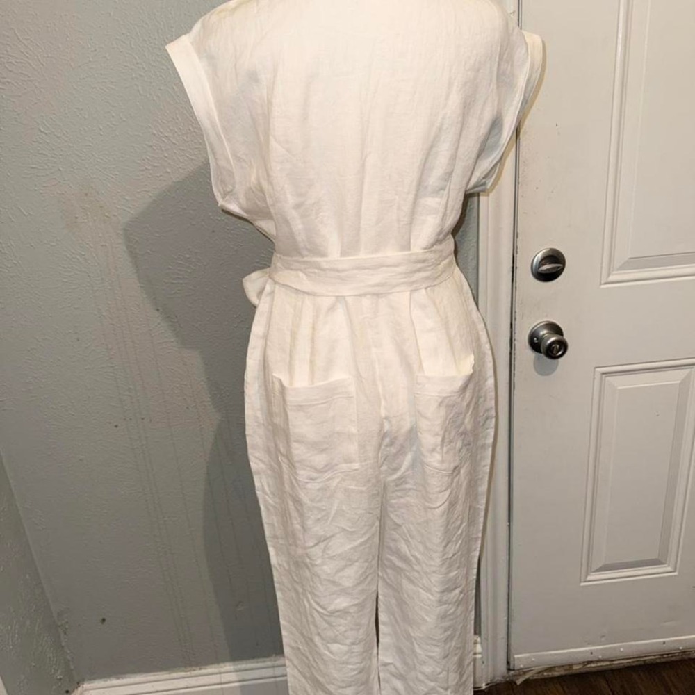 Boden Catriona Linen Jumpsuit White USA 8P - Picture 2 of 4